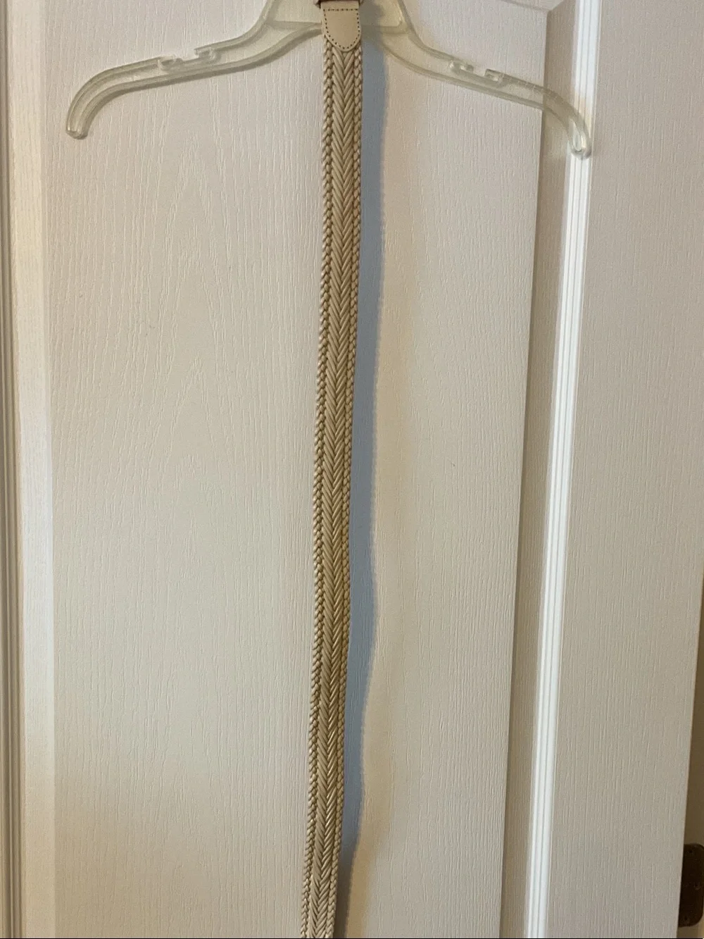 Talbots Cream Braided Leather Belt with Round Buckle